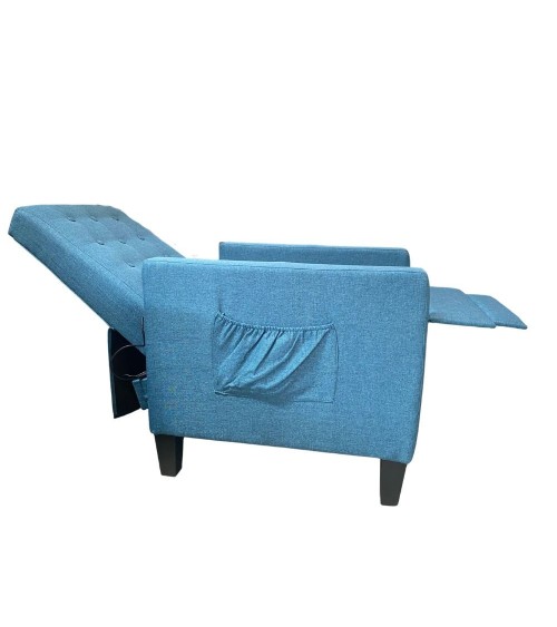 Poltrona Malea recliner 4 punti massaggianti in tessuto blu
