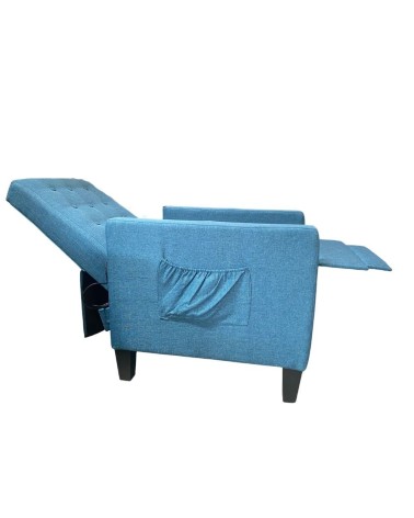 Poltrona Malea recliner 4 punti massaggianti in tessuto blu