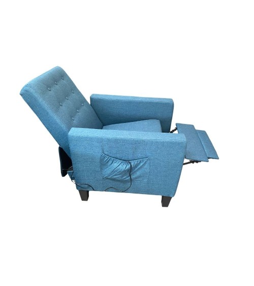 Poltrona Malea recliner 4 punti massaggianti in tessuto blu