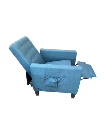 Poltrona Malea recliner 4 punti massaggianti in tessuto blu