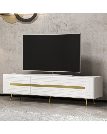 Base porta tv Jose colore bianco con inserti dorati