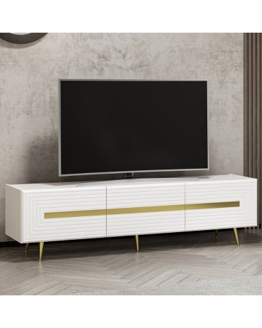 Base porta tv Jose colore bianco con inserti dorati