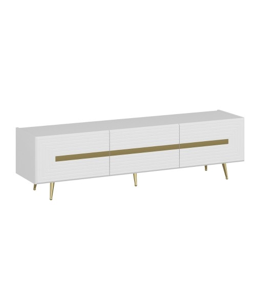 Base porta tv Jose colore bianco con inserti dorati
