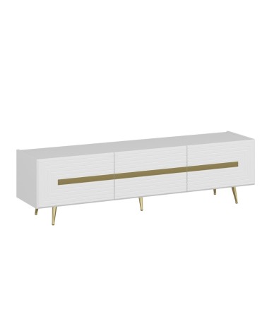 Base porta tv Jose colore bianco con inserti dorati