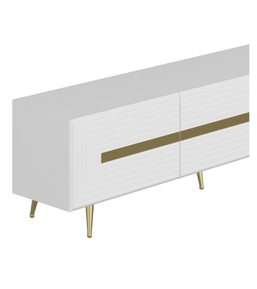 Base porta tv Jose colore bianco con inserti dorati