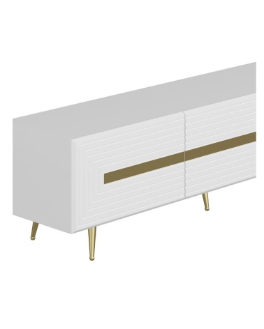 Base porta tv Jose colore bianco con inserti dorati