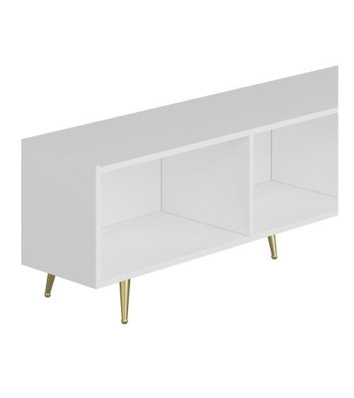 Base porta tv Jose colore bianco con inserti dorati