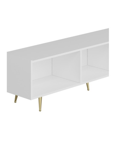 Base porta tv Jose colore bianco con inserti dorati