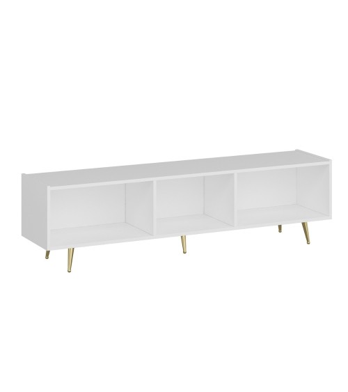 Base porta tv Jose colore bianco con inserti dorati