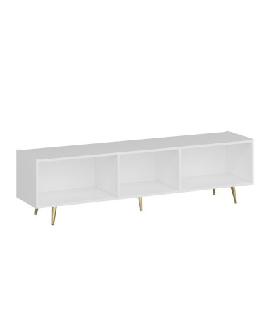 Base porta tv Jose colore bianco con inserti dorati