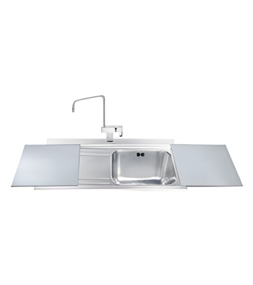 Lavello Smeg LI91SGS 90x50 cm 1 vasca con gocciolatoio a sinistra con vetri silver
