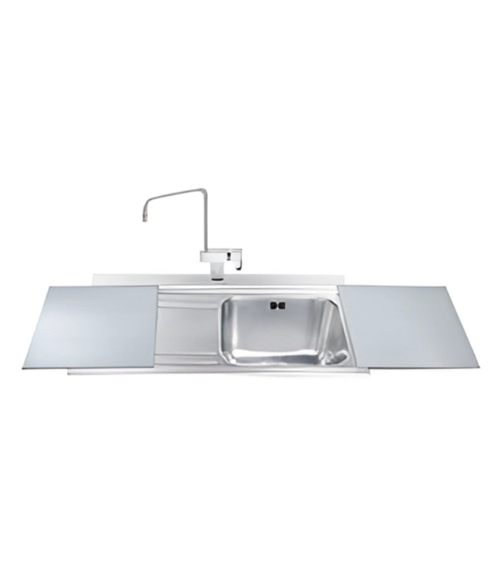 Lavello Smeg LI91SGS 90x50 cm 1 vasca con gocciolatoio a sinistra con vetri silver