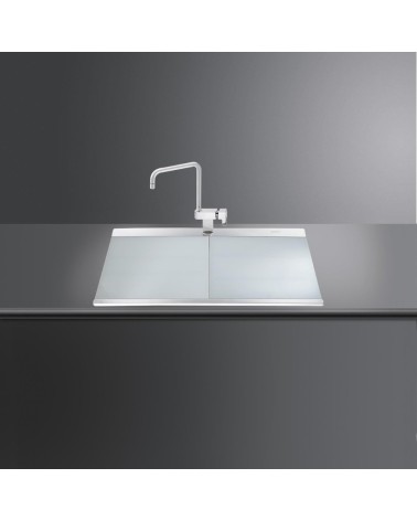 Lavello Smeg LI91SGD 90x50 cm 1 vasca con gocciolatoio a destra con vetri silver