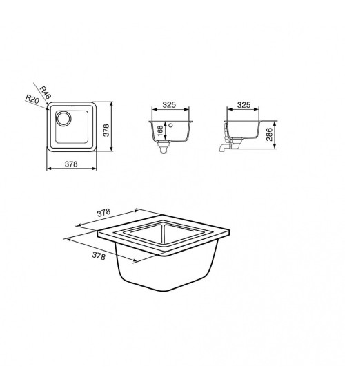 Vasca sottotop Smeg VST38AL 38x38 cm alluminio