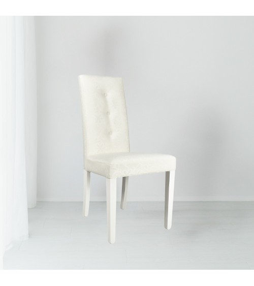 Sedia Montecarlo 3 bottoni tessuto bianco e decoro floreale set 2 pezzi