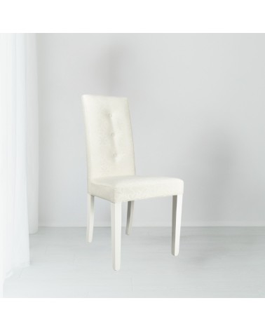 Sedia Montecarlo 3 bottoni tessuto bianco e decoro floreale set 2 pezzi