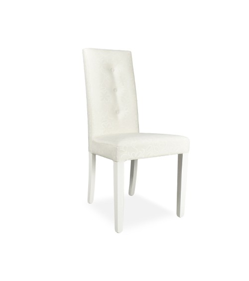 Sedia Montecarlo 3 bottoni tessuto bianco e decoro floreale set 2 pezzi