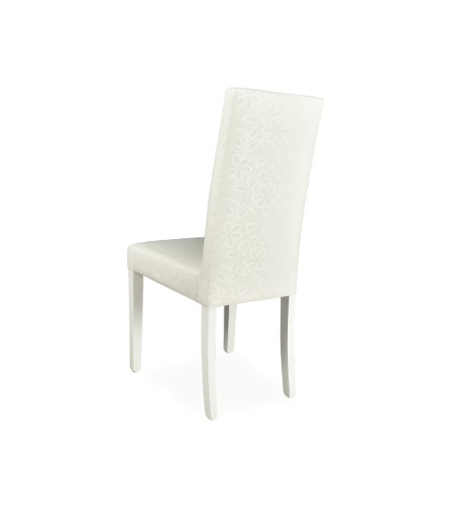 Sedia Montecarlo 3 bottoni tessuto bianco e decoro floreale set 2 pezzi