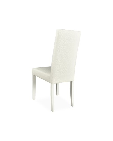 Sedia Montecarlo 3 bottoni tessuto bianco e decoro floreale set 2 pezzi