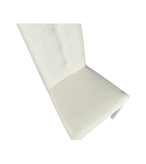 Sedia Montecarlo 3 bottoni tessuto bianco e decoro floreale set 2 pezzi