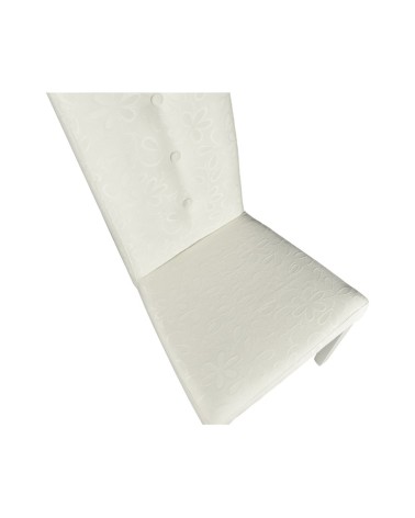 Sedia Montecarlo 3 bottoni tessuto bianco e decoro floreale set 2 pezzi