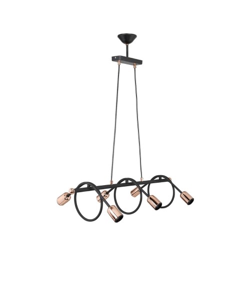 Lampada da soffitto Derbent MDL3938 in metallo nero con sei porta lampade