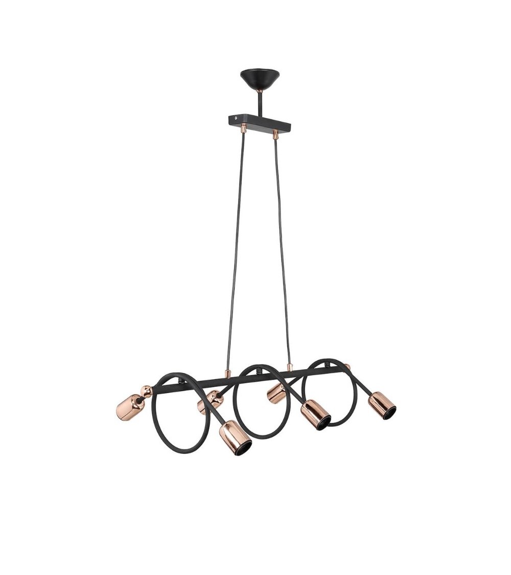 Lampada da soffitto Derbent MDL3938 in metallo nero con sei porta lampade