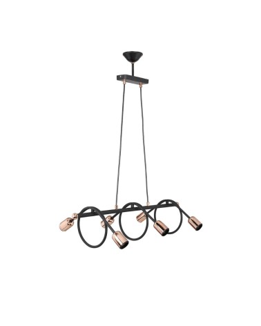Lampada da soffitto Derbent MDL3938 in metallo nero con sei porta lampade
