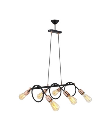 Lampada da soffitto Derbent MDL3938 in metallo nero con sei porta lampade