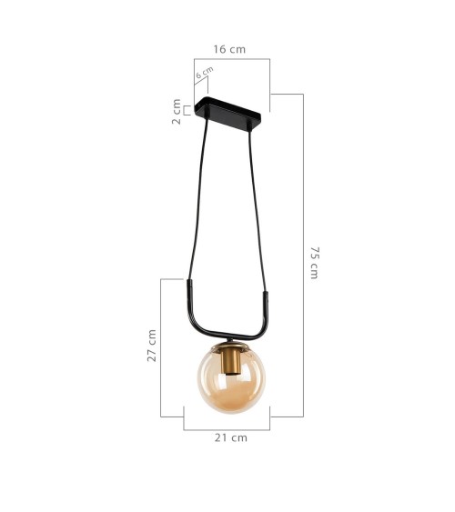 Lampada da soffitto Terena ASZ1422 in metallo nero con 1 portalampada