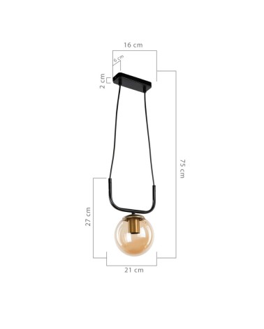 Lampada da soffitto Terena ASZ1422 in metallo nero con 1 portalampada