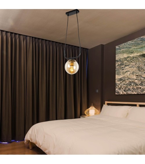 Lampada da soffitto Terena ASZ1422 in metallo nero con 1 portalampada