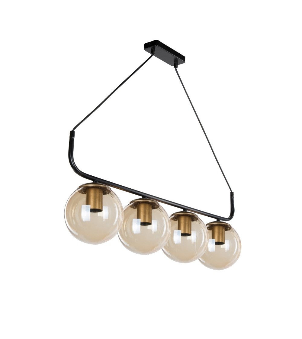 Lampada da soffitto Terena MDL4174 in metallo nero con 4 portalampada