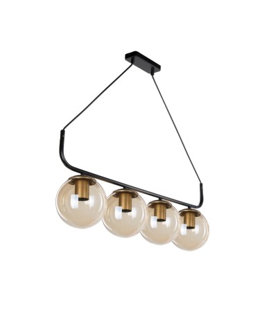Lampada da soffitto Terena MDL4174 in metallo nero con 4 portalampada