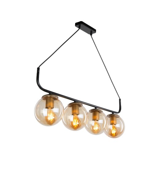 Lampada da soffitto Terena MDL4174 in metallo nero con 4 portalampada