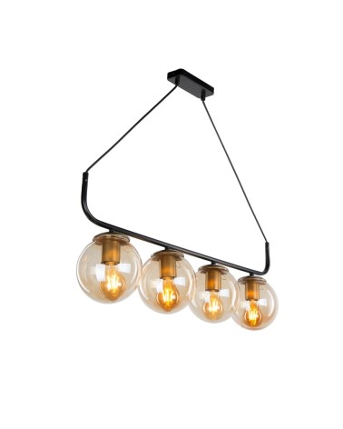 Lampada da soffitto Terena MDL4174 in metallo nero con 4 portalampada