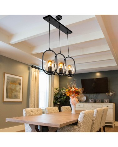 Lampada da soffitto Narissa ASZ1332 in metallo nero con tre portalampada