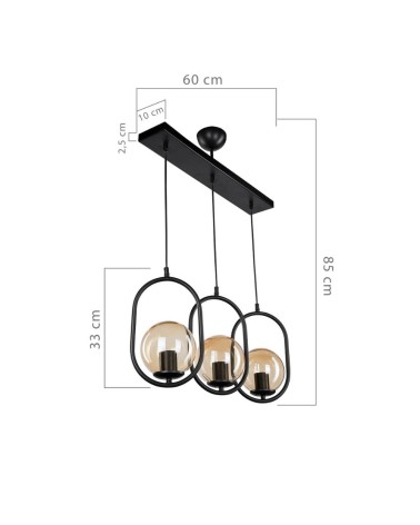 Lampada da soffitto Narissa ASZ1332 in metallo nero con tre portalampada
