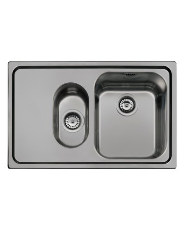 Lavello Smeg SP7915SN 79x50 cm 1+1/2 vasca con gocciolatoio sinistro acciaio inox nero