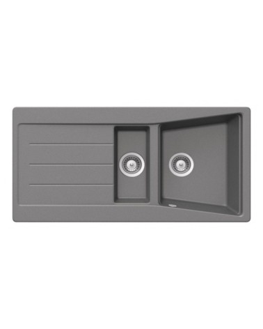 Lavello Smeg LS102T 100x500 cm 1+1/2 vasche con gocciolatoio reversibile titanio
