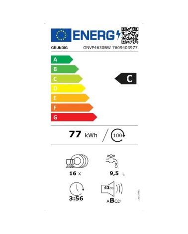 Lavastoviglie ad incasso Grundig GNVP4630BW a scomparsa totale 16 coperti, classe C