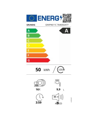 Lavastoviglie ad incasso Grundig GNVP4611C a scomparsa totale 16 coperti, classe A