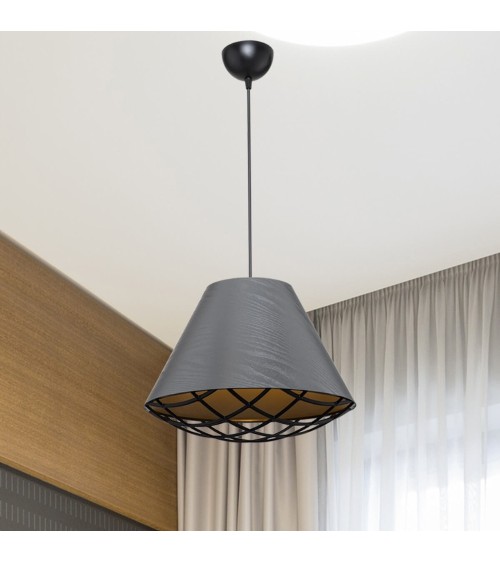 Lampada da soffitto Ayda ASZ1560 con paralume in tessuto antracite