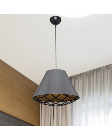 Lampada da soffitto Ayda ASZ1560 con paralume in tessuto antracite