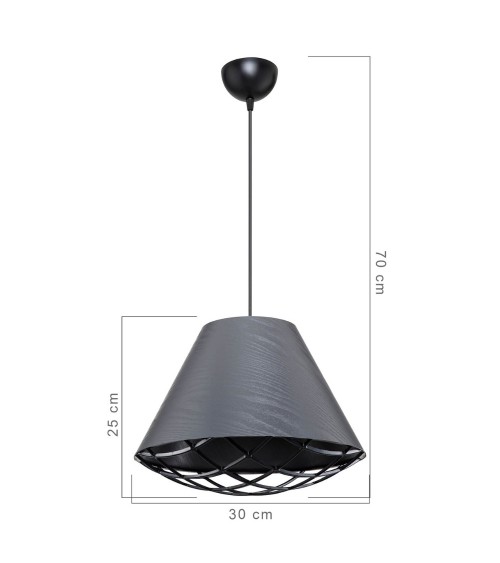 Lampada da soffitto Ayda ASZ1560 con paralume in tessuto antracite