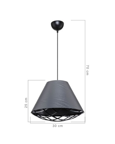 Lampada da soffitto Ayda ASZ1560 con paralume in tessuto antracite