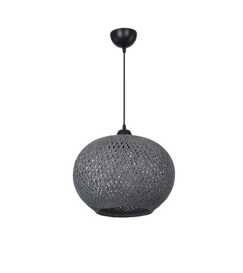 Lampada da soffitto Yumak MDL4745 con paralume in corda antracite