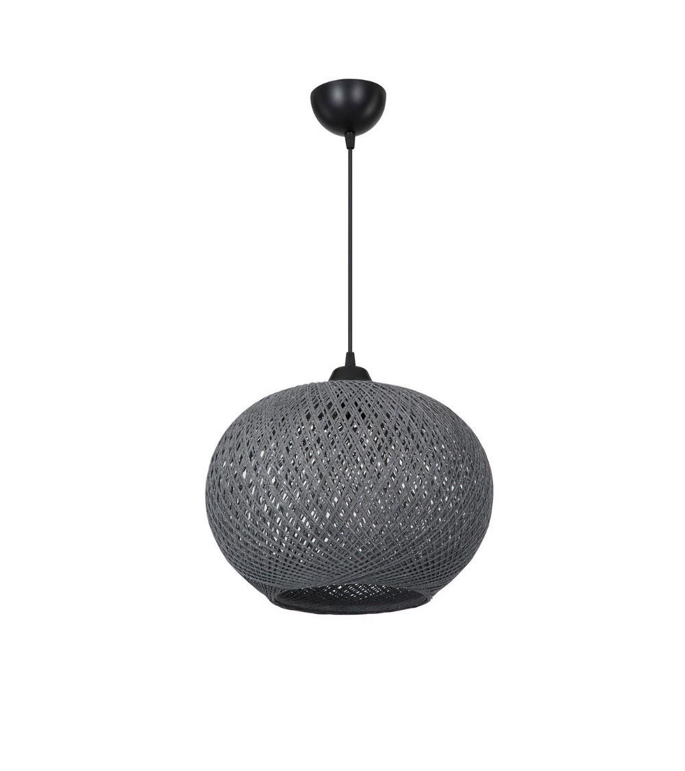 Lampada da soffitto Yumak MDL4745 con paralume in corda antracite