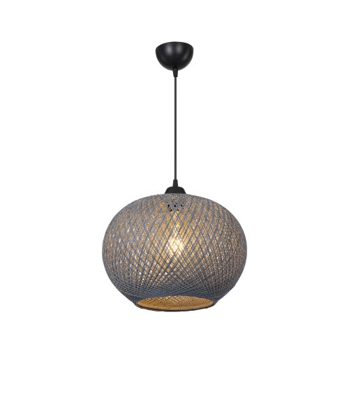 Lampada da soffitto Yumak MDL4745 con paralume in corda antracite