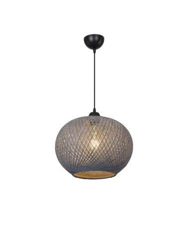 Lampada da soffitto Yumak MDL4745 con paralume in corda antracite